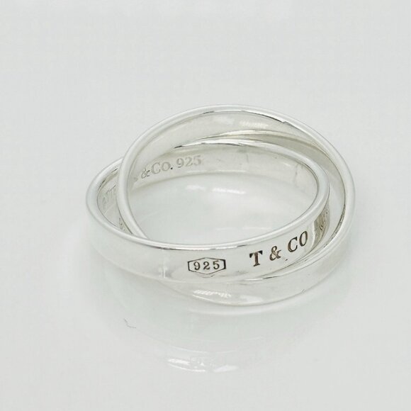 Size 7 Tiffany & Co 1837 Interlocking Double 2 Band Rolling Ring Mens Unisex - Picture 2 of 7